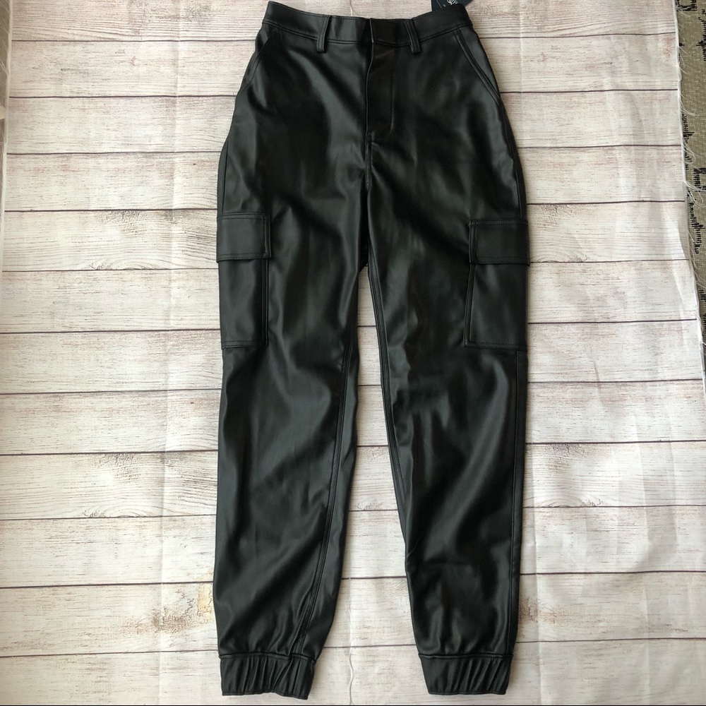 HOLLISTER High Rise Faux Leather Joggers Size XS NWT